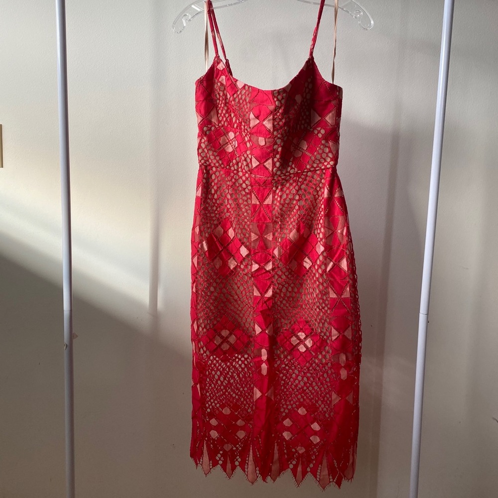 BCBGMaxAzria Red MIDI Dress 0